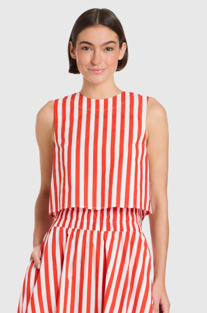 Crop Top/Pavilion Skirt Set (Red Stripes)