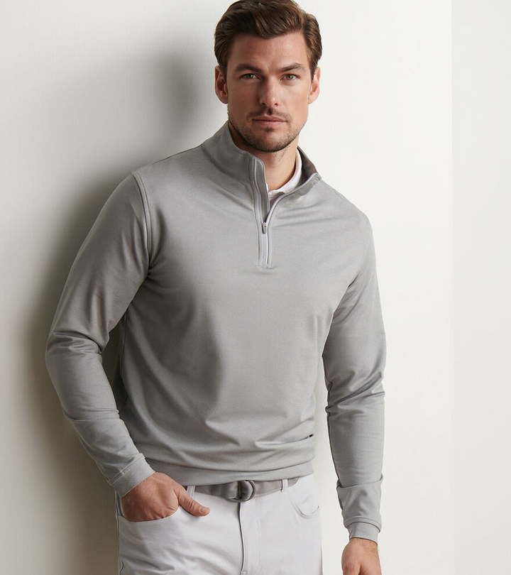 Perth Melange Performance Quarter Zip (Gale Grey)