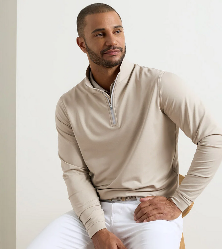 Perth Melange Performance Quarter Zip (Biscuit)