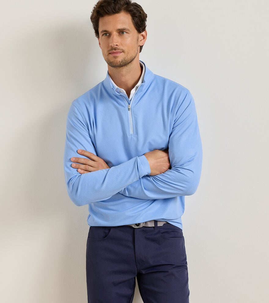 Perth Basketweave Performance Quarter Zip (Cottage Blue)