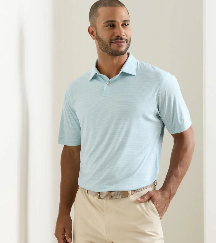 Featherlight Trading Stripe Performance Polo (Seaflower)