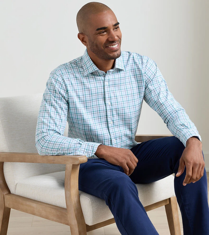 Simon Crown Lite Cotton-Stretch Sport Shirt (Windsor Blue)