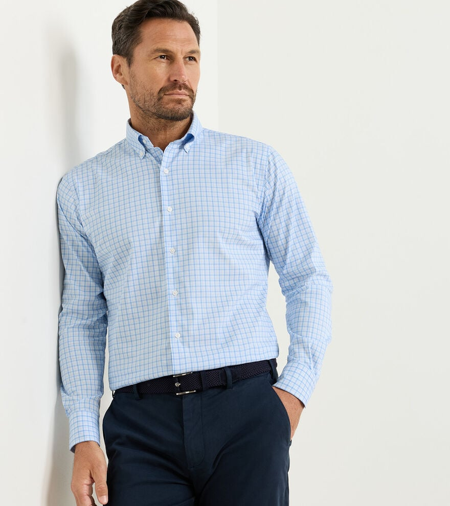 Calvin Crown Lite Cotton Stretch Sport Shirt (Cottage Blue)