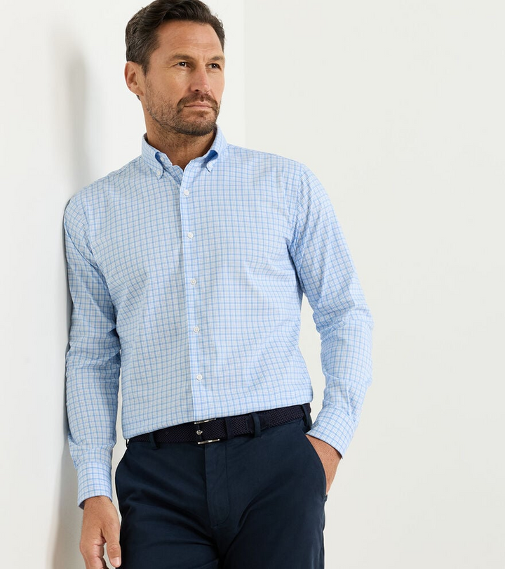 Calvin Crown Lite Cotton Stretch Sport Shirt (Cottage Blue)