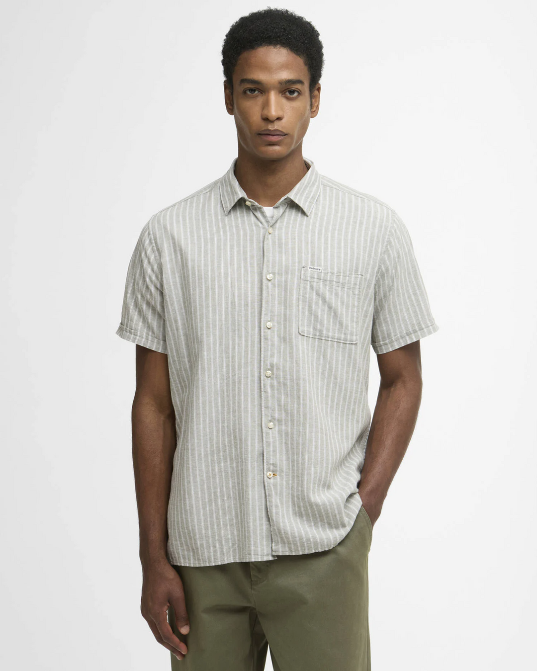 Nelson Striped Summerfit Shirt (Bleached Olive)