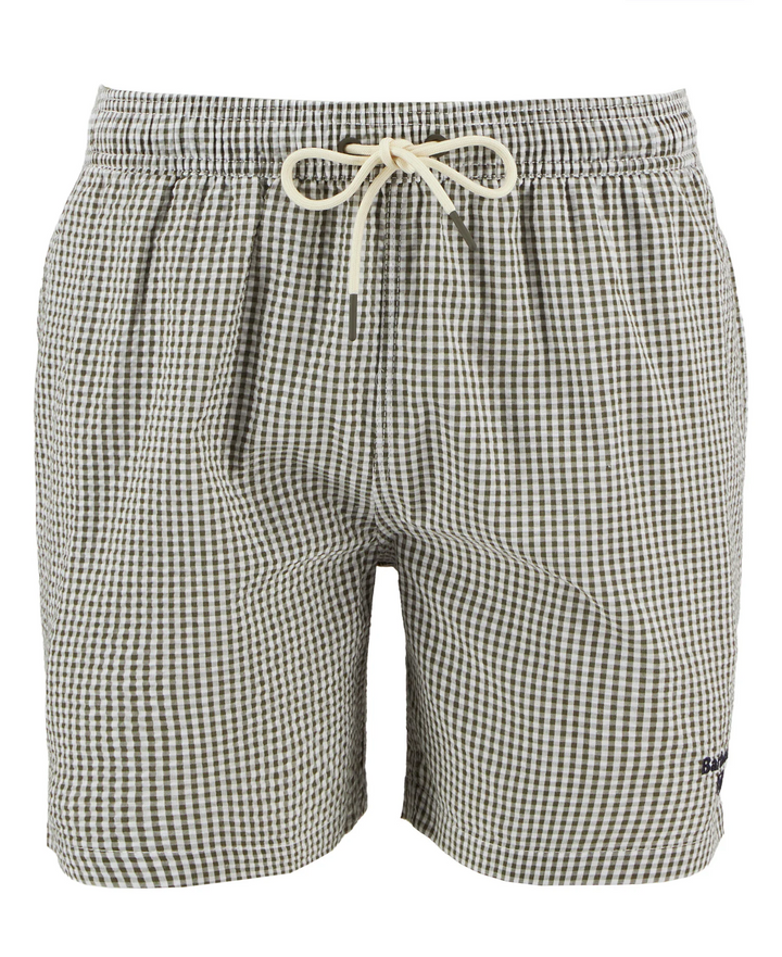 Gingham Seersucker Swim Short (Olive)