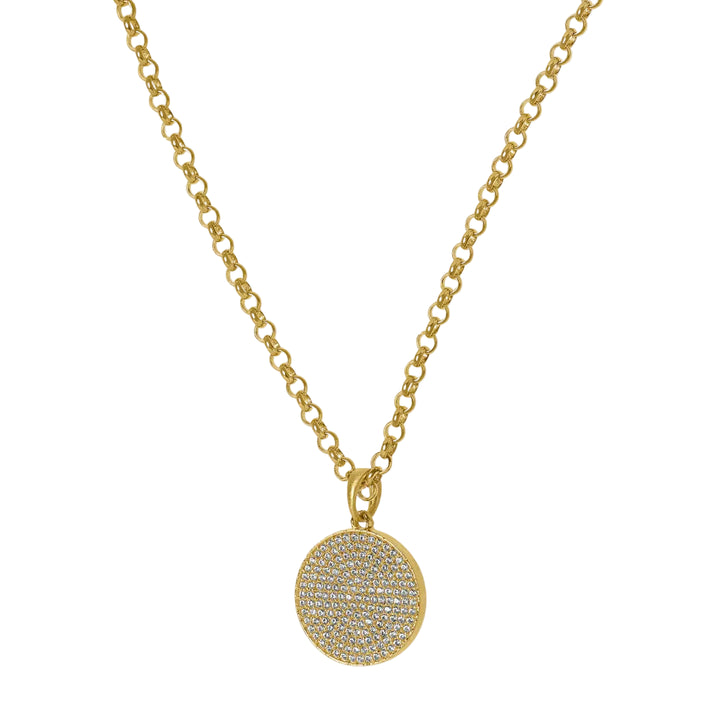 Mirabeaux Pave Long Pendant Necklace (Gold/White Topaz)