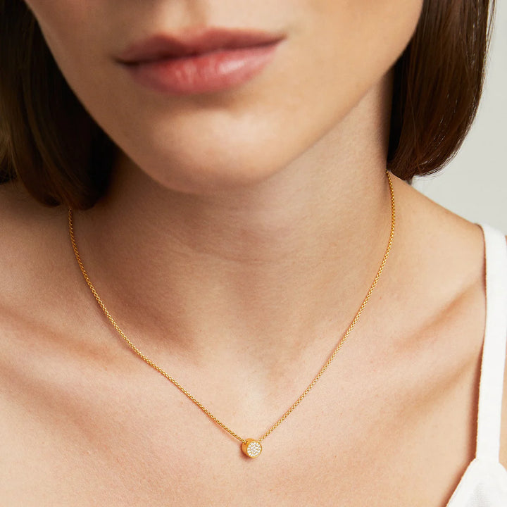 Petite Pave Pendant (Gold/White/Topaz)