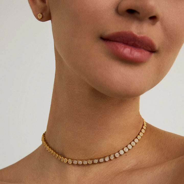 Mirabeau Pave Necklace (Gold/White/Topaz)