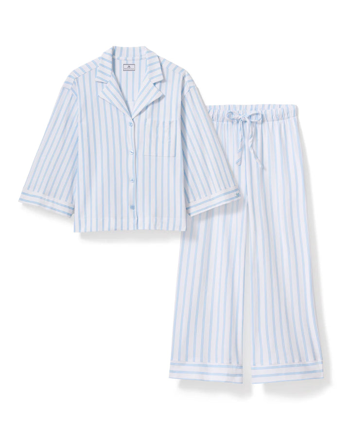 Olivia Wide Leg Pajamas (Periwinkle Stripe)