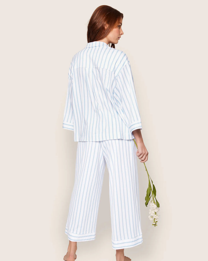 Olivia Wide Leg Pajamas (Periwinkle Stripe)