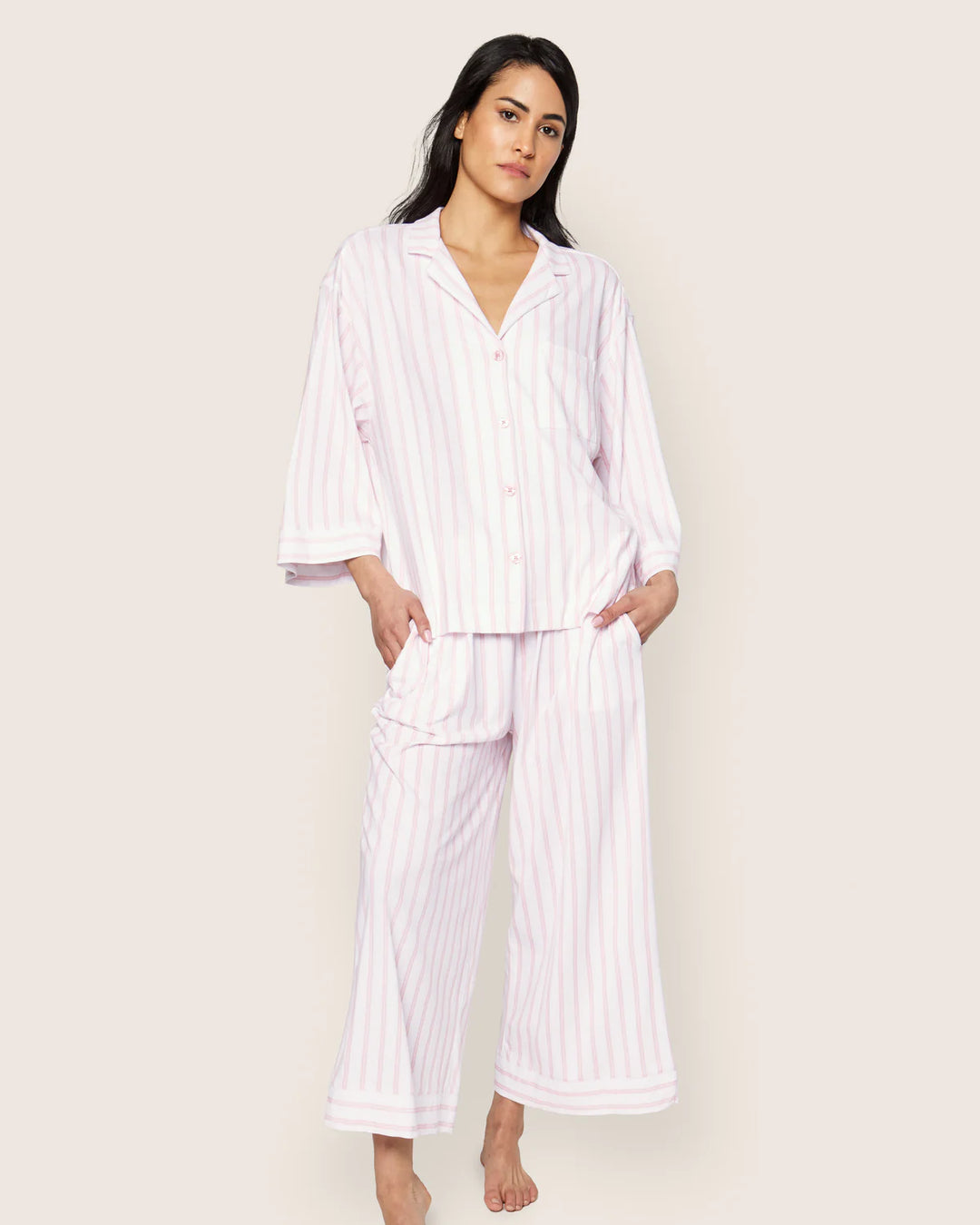 Olivia Wide Leg Pajamas (Pink Stripe)