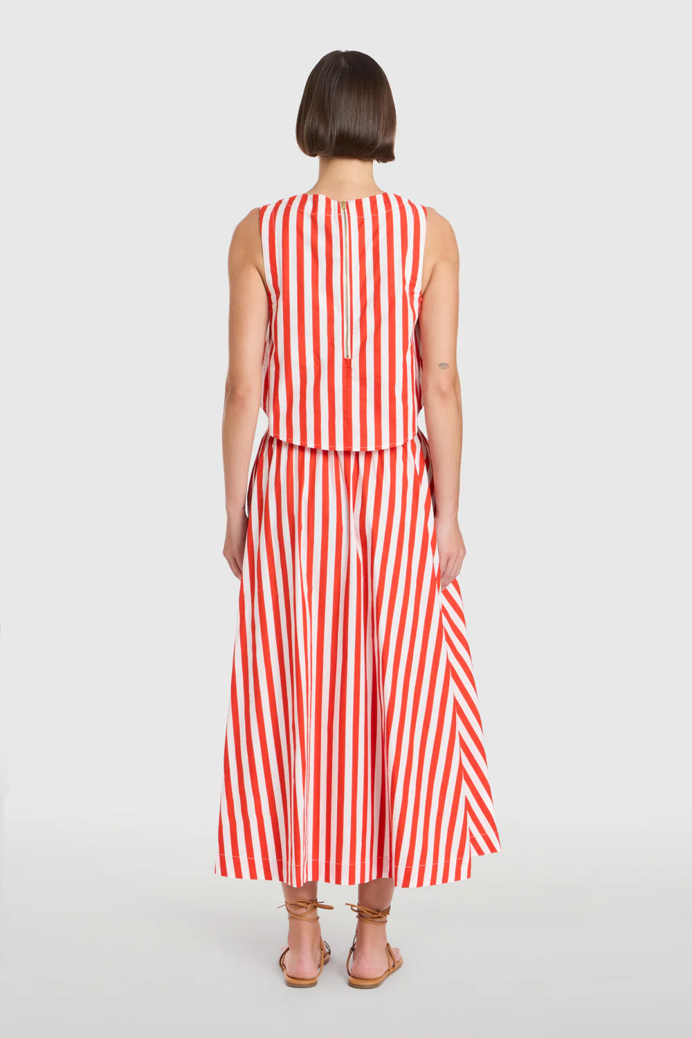 Crop Top/Pavilion Skirt Set (Red Stripes)