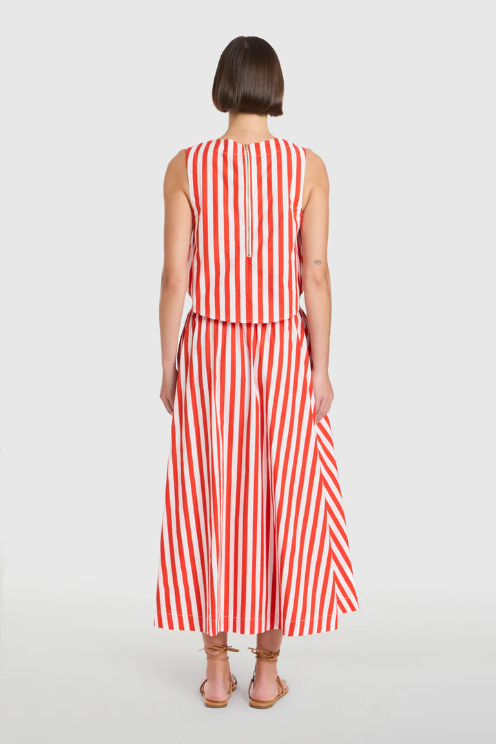 Crop Top/Pavilion Skirt Set (Red Stripes)