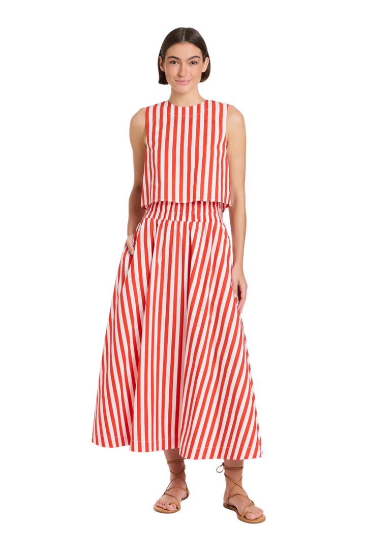 Crop Top/Pavilion Skirt Set (Red Stripes)