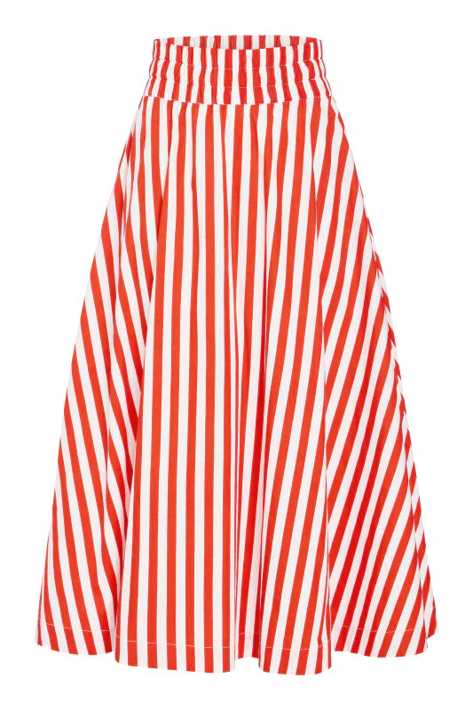Crop Top/Pavilion Skirt Set (Red Stripes)