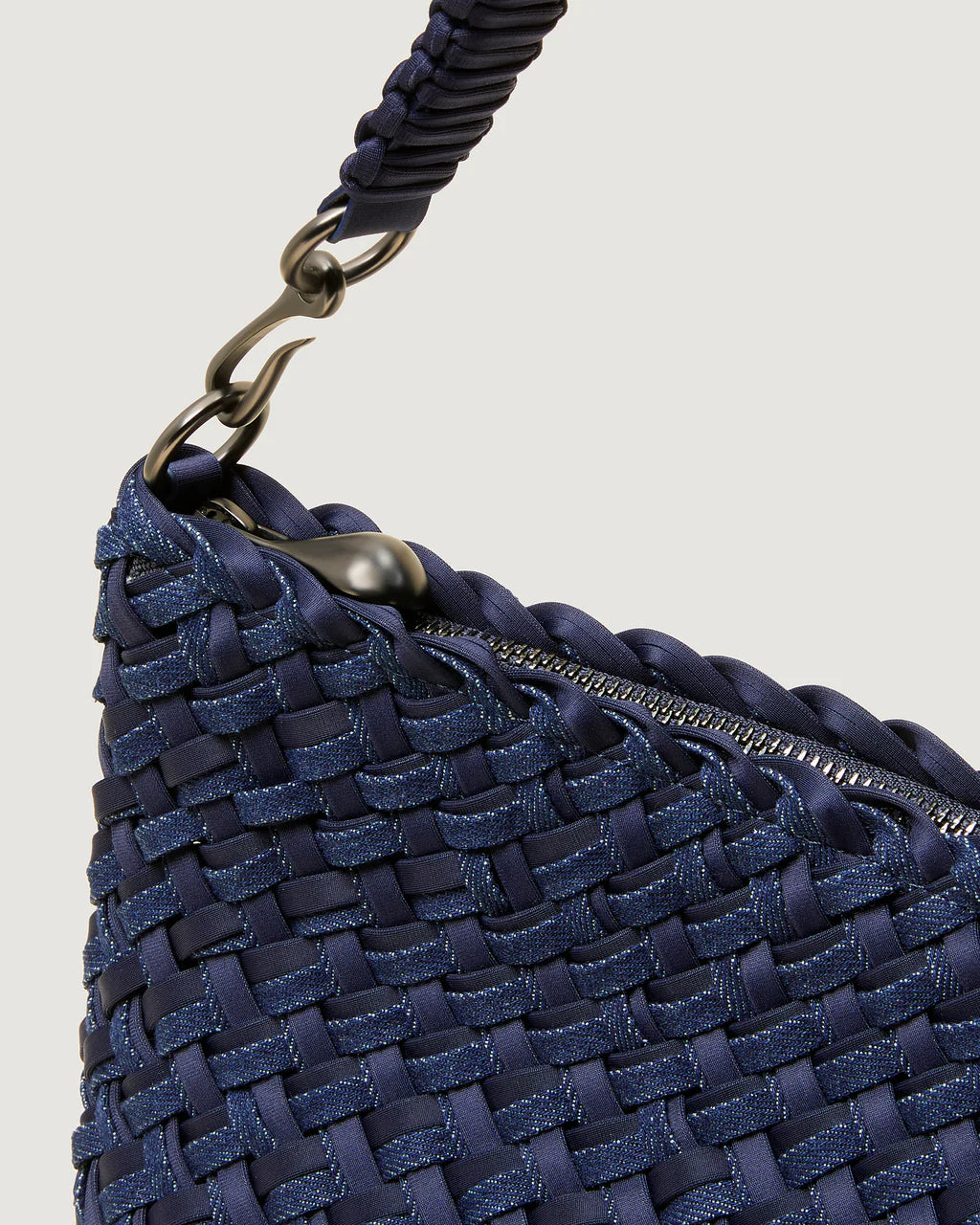 Porto Medium Half-Moon Bag Double Weave (Indigo)