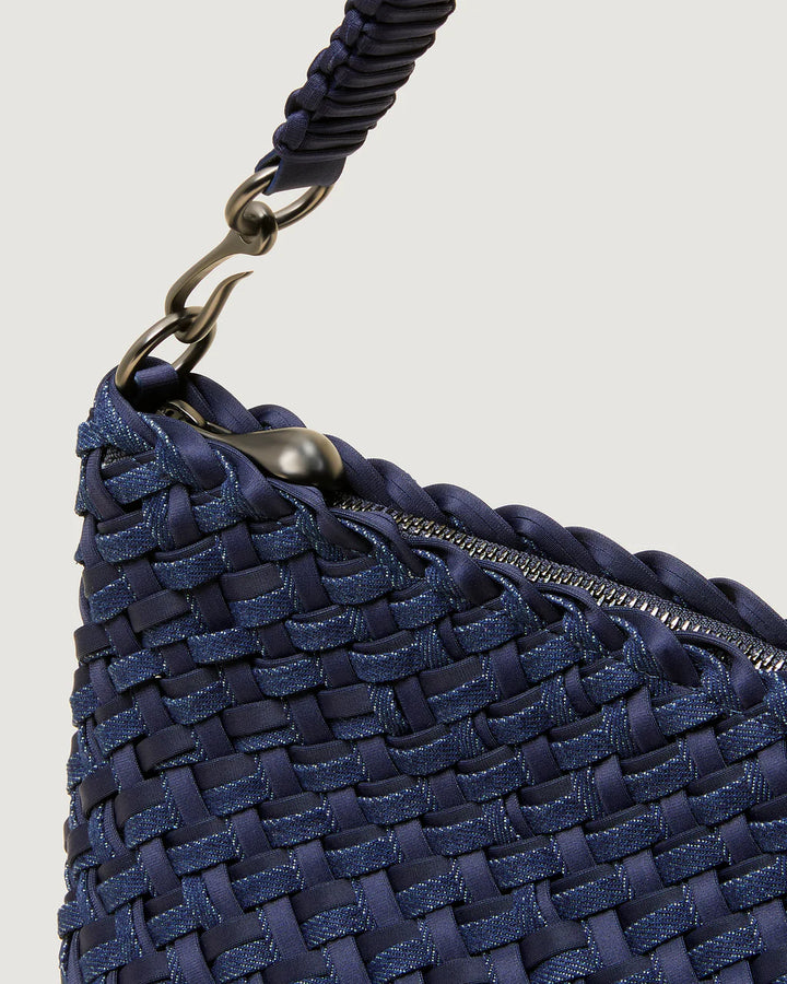 Porto Medium Half-Moon Bag Double Weave (Indigo)