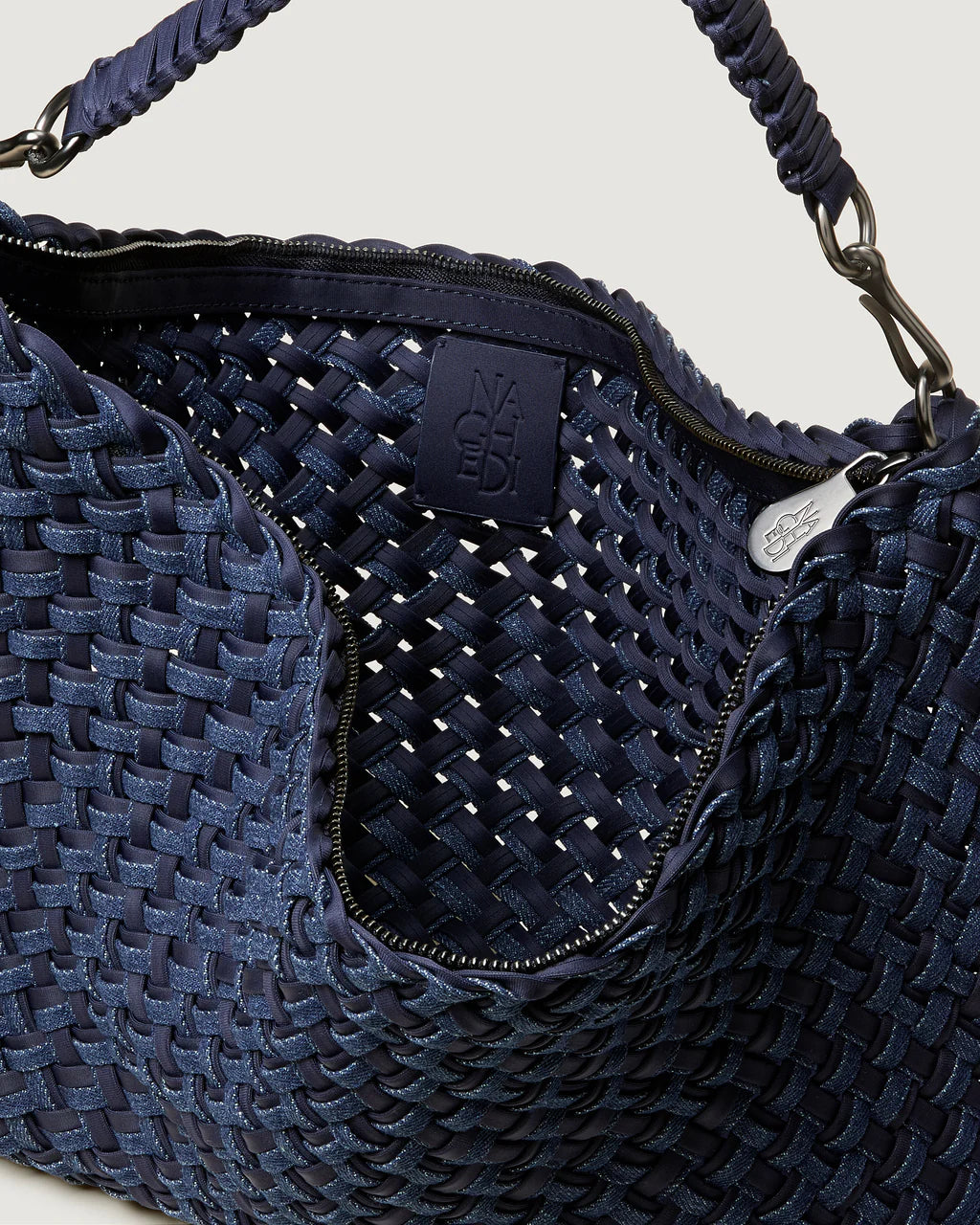 Porto Medium Half-Moon Bag Double Weave (Indigo)