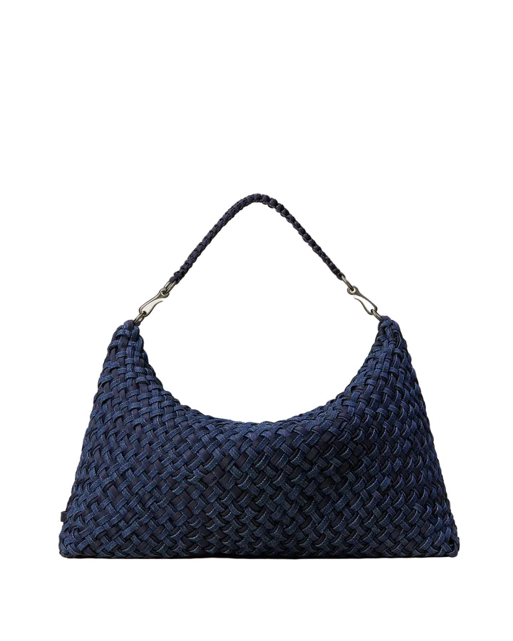 Porto Medium Half-Moon Bag Double Weave (Indigo)