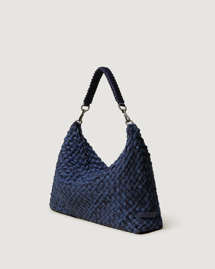 Porto Medium Half-Moon Bag Double Weave (Indigo)