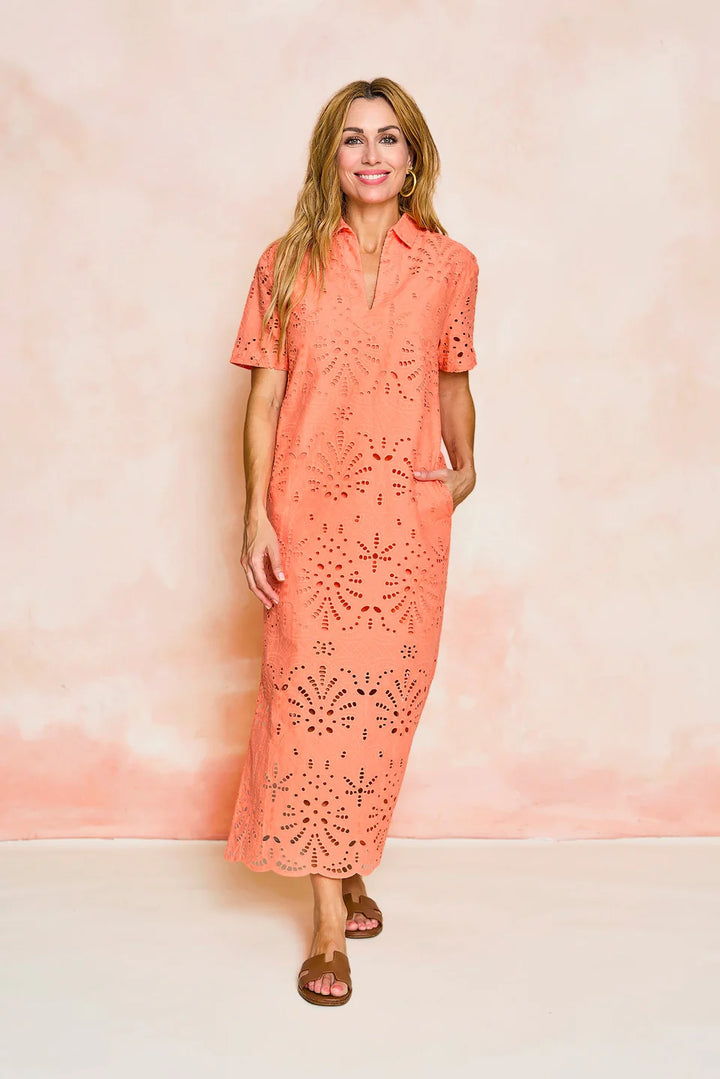 Reese Dress (Melon Glow Eyelet)