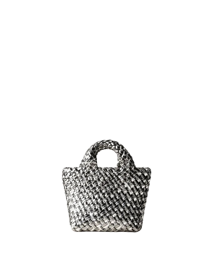 St. Barths Petite Tote Double Weave Metallic (Pewter)