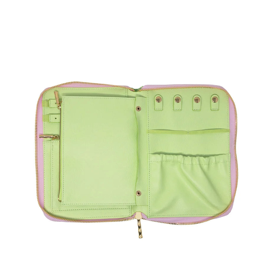 Travel Jewelry Folio (Textured Palm Stripe)