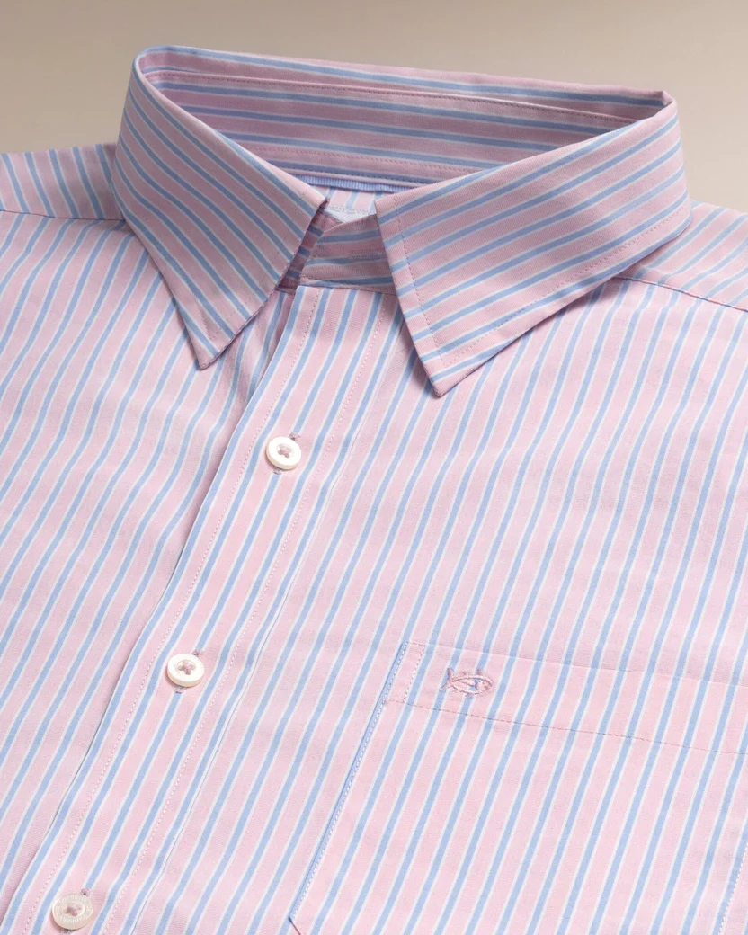 Charleston Amelia Island Stripe Sportshirt (Sea Pink)