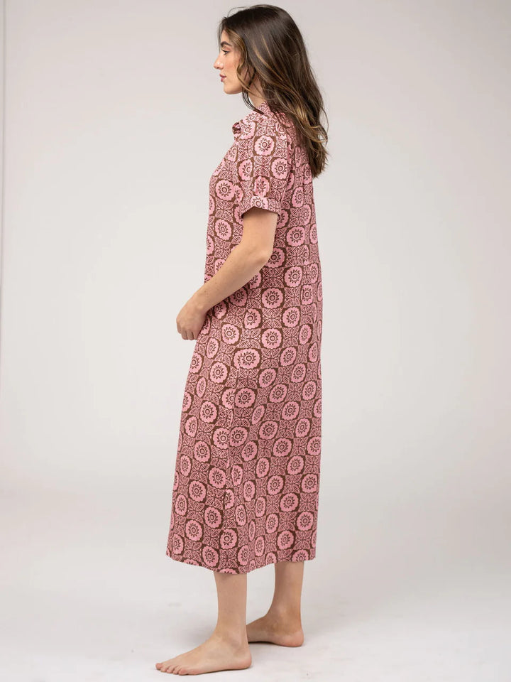 Kris Dress (Pink Flower Check)