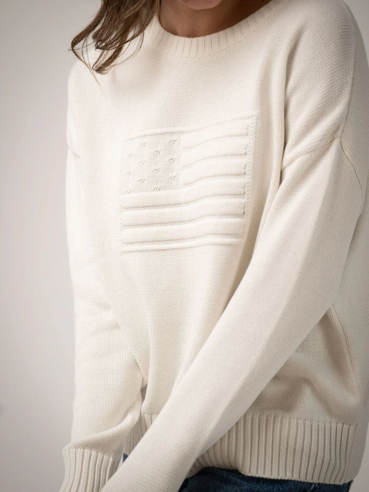 American Flag Sweater (Tonal Ivory)
