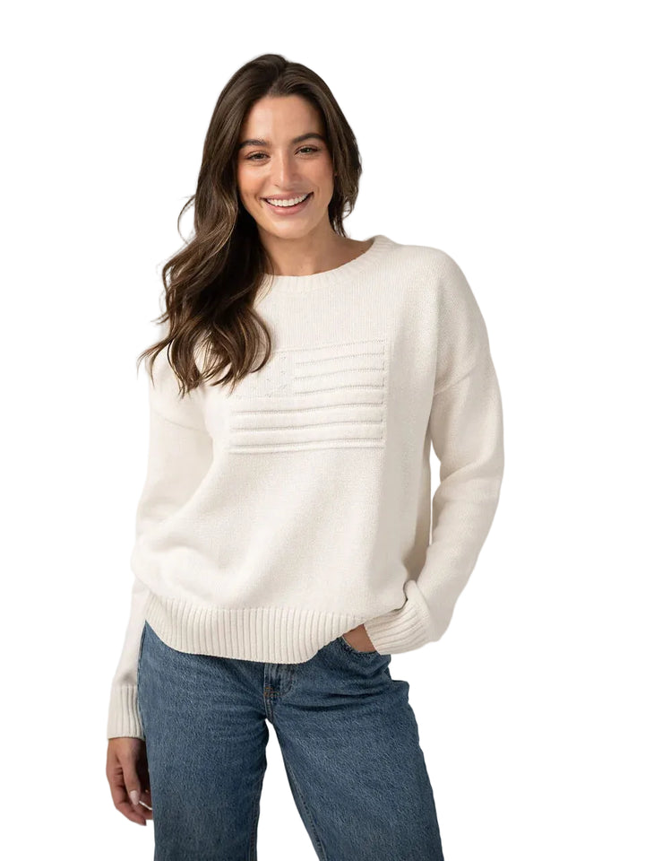 American Flag Sweater (Tonal Ivory)