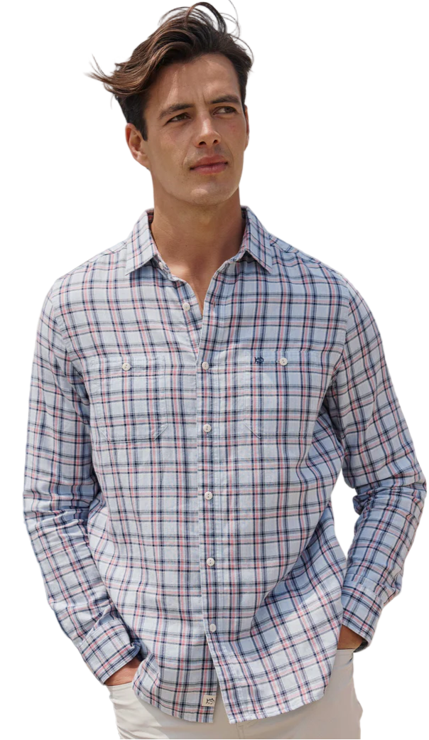 Benton Plaid Double Cloth Heather Sportshirt (Heather Cerulean)