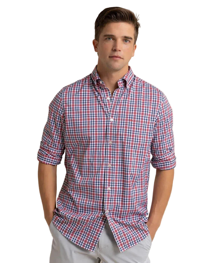 Brr Intercoastal Haywood Plaid Sport Shirt (Mineral Red)