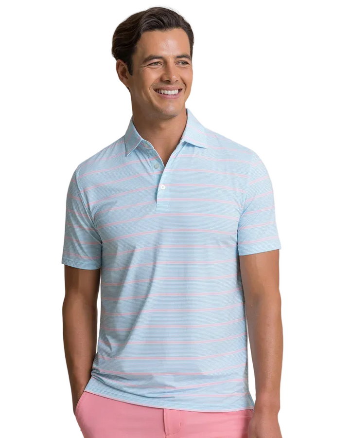 Core Sound Stripe Polo (Tropical Breeze Blue)