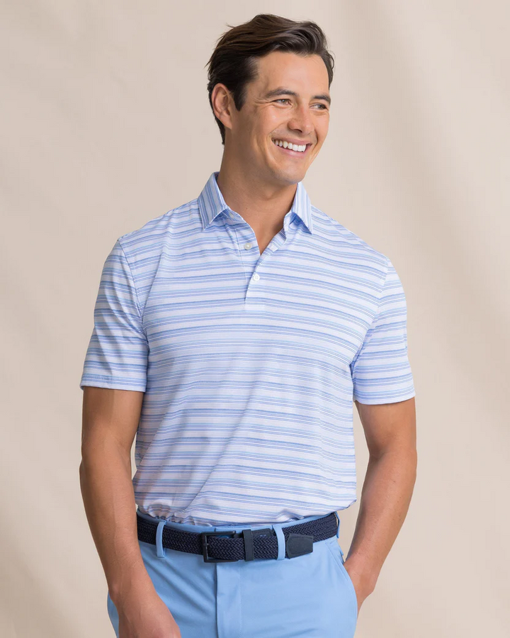 Driver Wild Winds Stripe Polo (Heather Blue Stream)