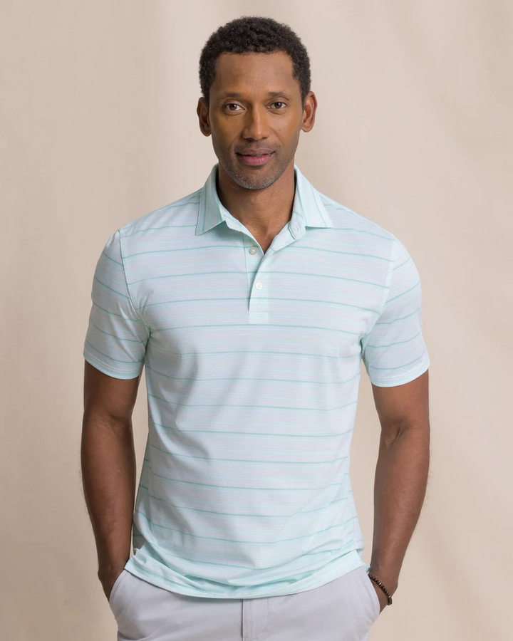 Driver Wild Winds Stripe Polo (Heather Gulf Shore)