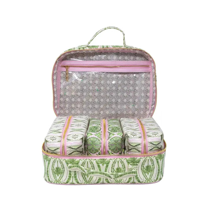 Toiletry Case (Textured Palm Stripe)
