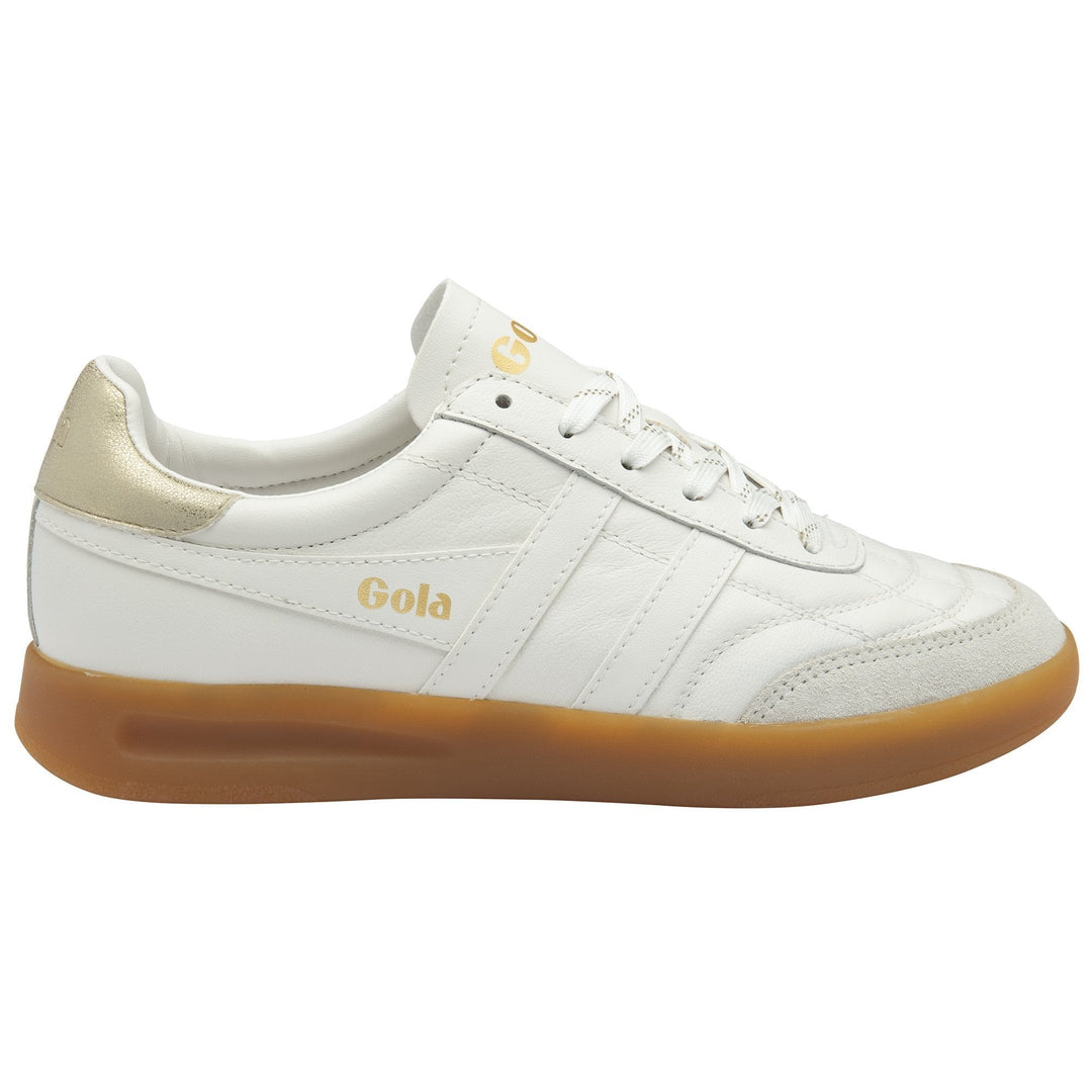 Stadia Leather Sneakers (White/Gold/Gum)