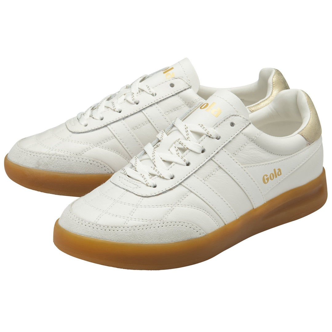 Stadia Leather Sneakers (White/Gold/Gum)