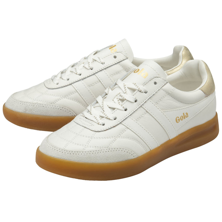 Stadia Leather Sneakers (White/Gold/Gum)