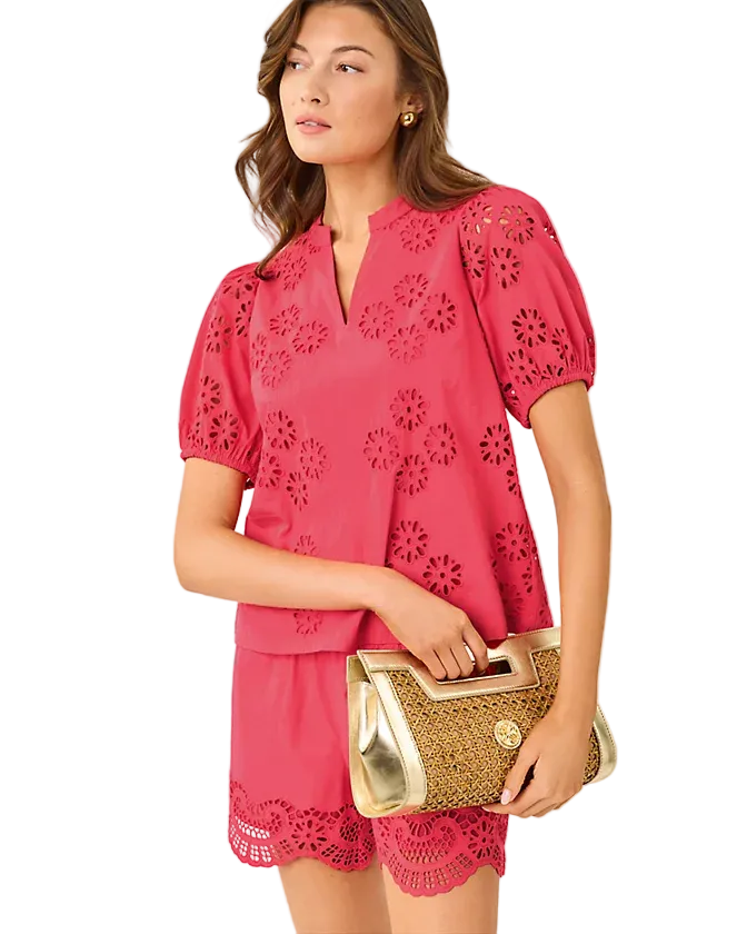Castline Top (Paradise Punch Medallion Petals Eyelet)