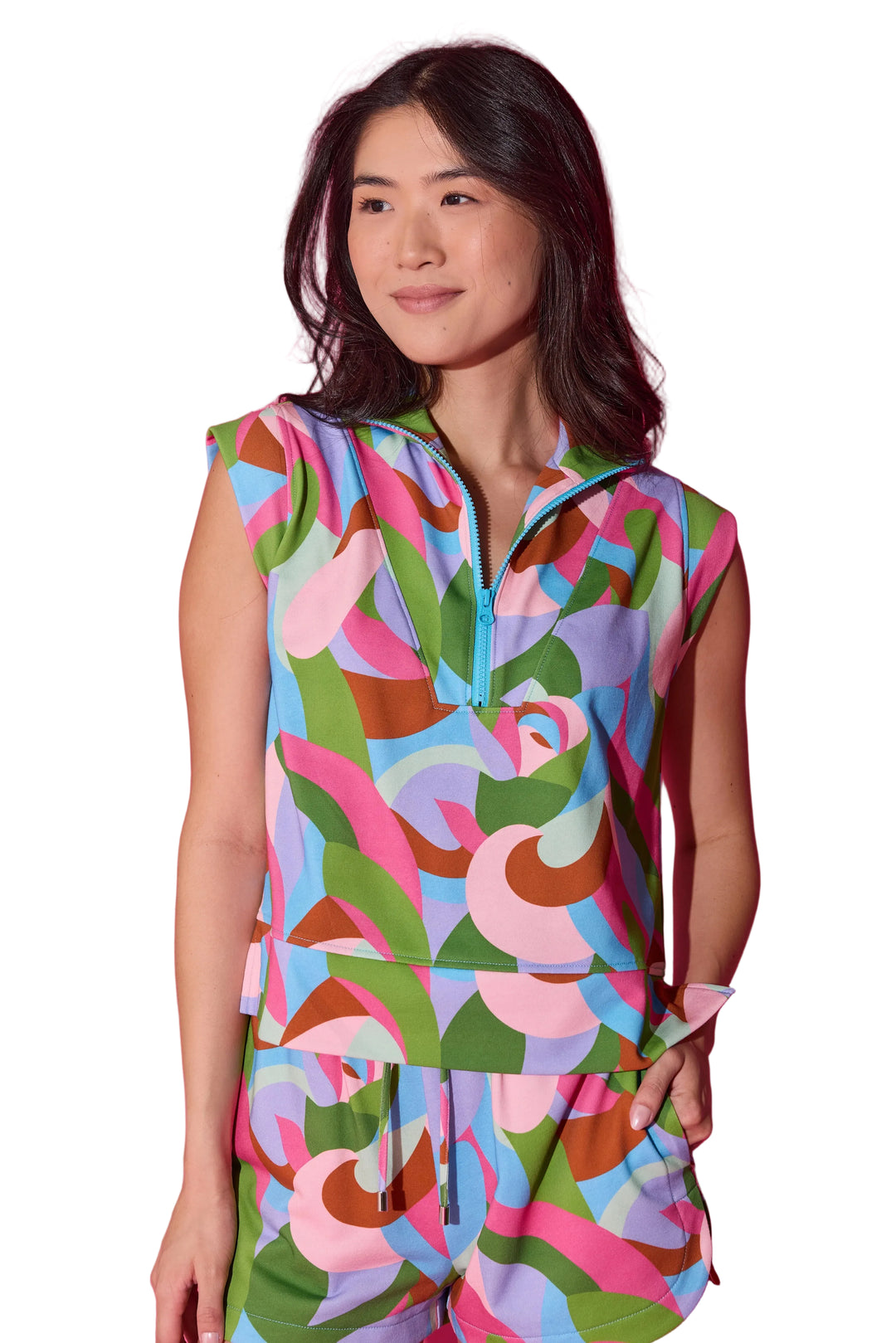 Clara Top/Madeline Short (Aqua Hall of Mirrors)