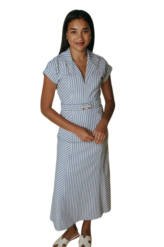 Aly Dress (Blue Stripe)