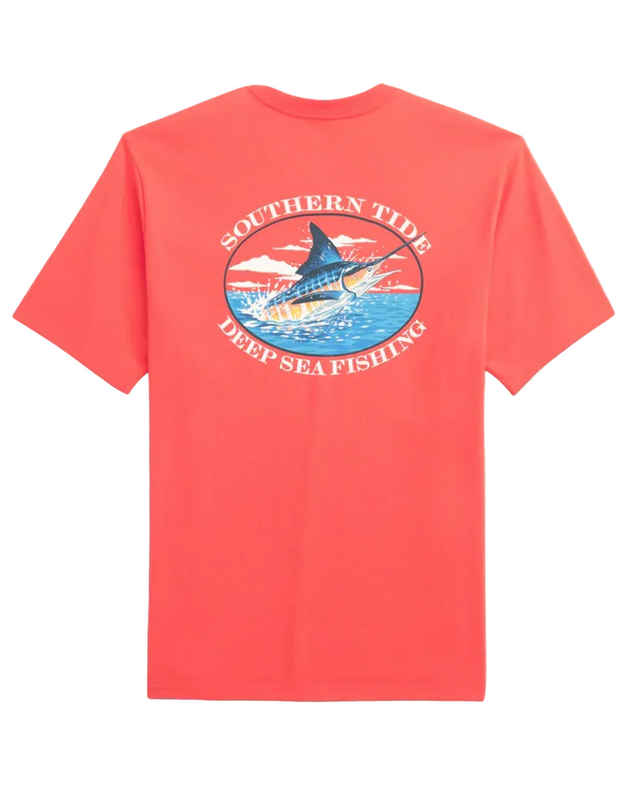 Marlin Deep Sea Fishing T-Shirt (Sunset Coral)