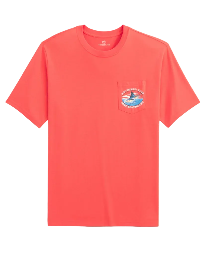 Marlin Deep Sea Fishing T-Shirt (Sunset Coral)