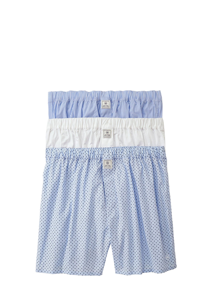 Dempsey Three-Pack Cotton Boxer (Cottage Blue)