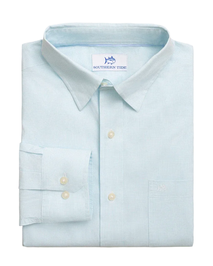 Charleston Screen Porch Plaid Sportshirt (Tropical Breeze Blue)