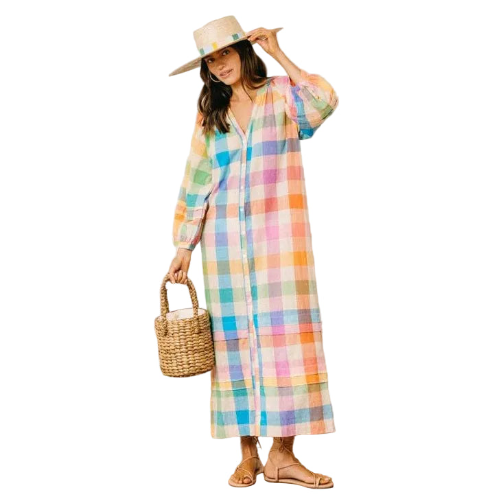Cleo Dress (Rainbow Plaid)