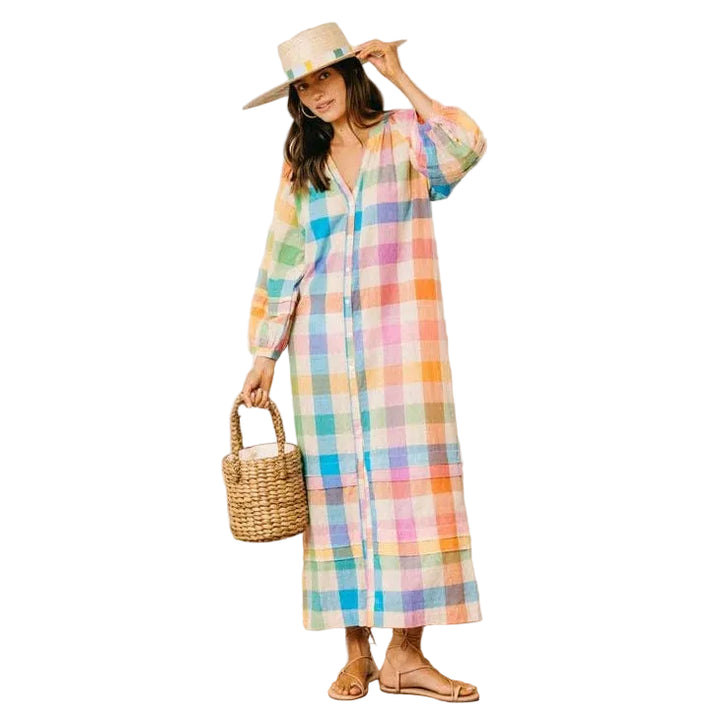 Cleo Dress (Rainbow Plaid)